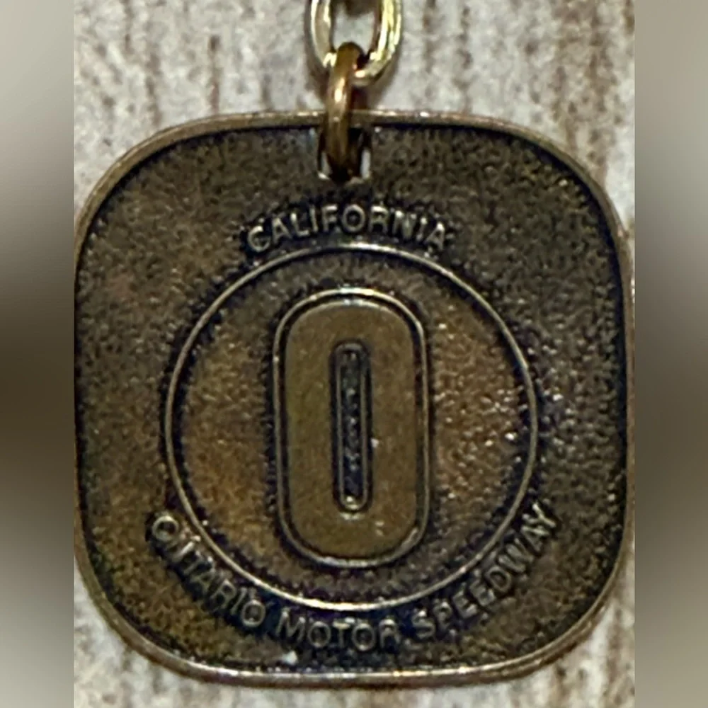 Vintage 1970 California 500 Inaugural Keychain Ontario Motor Speedway- Brass